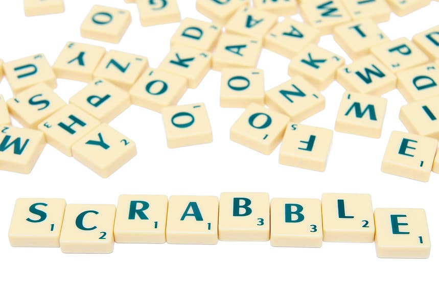 Scrabble tiles on the white background